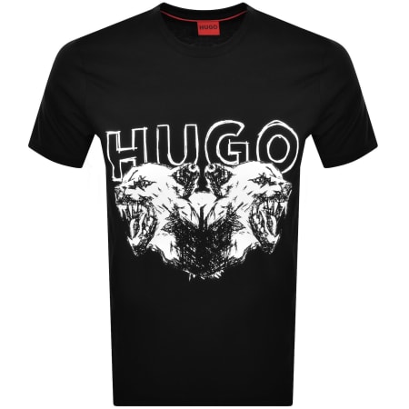 HUGO Doberman Print T Shirt Black | Mainline Menswear